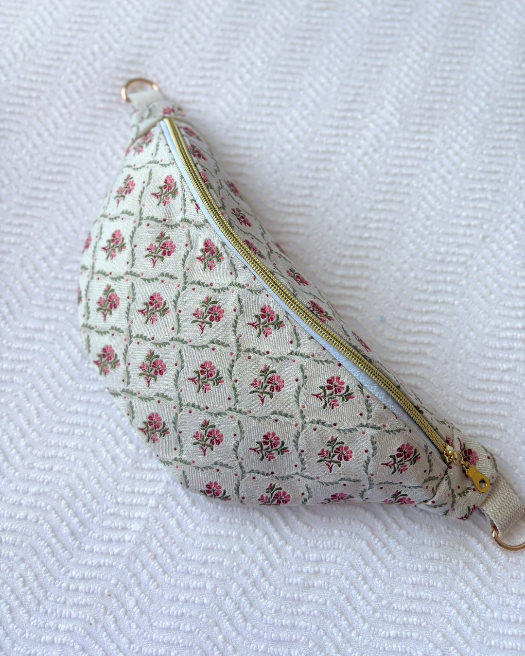 Sac banane vintage fleurs d'automne rose