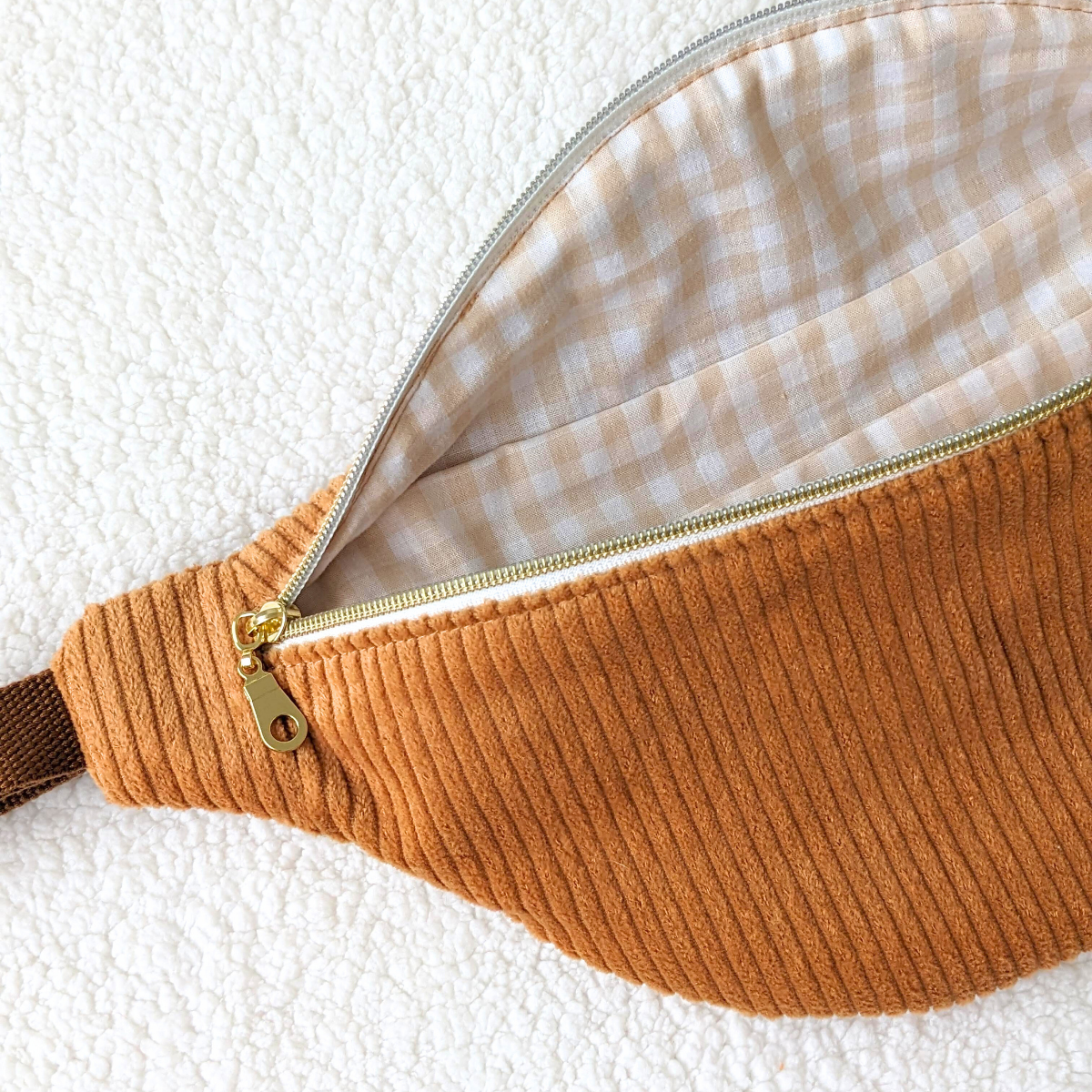 Sac banane velours Miel